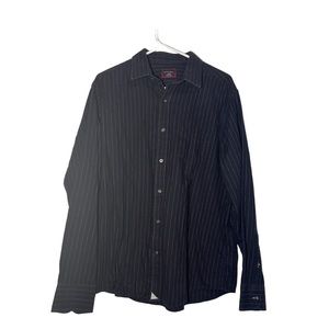 UNTUCKit Mens Long Sleeve Button Down Striped Navy Blue Flannel Shirt Size Large